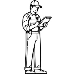 Construction Worker with Clipboard.