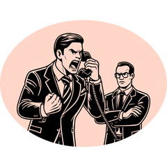 Angry Boss Yelling on Phone.