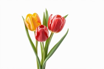 Fototapeta premium there are three red and yellow tulips in a vase 