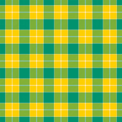 Checkered tartan plaid with twill weave repeat pattern in green and yellow.Colorful gingham seamless pattern. Geometric graphic vector illustration background design for fabric and print. 