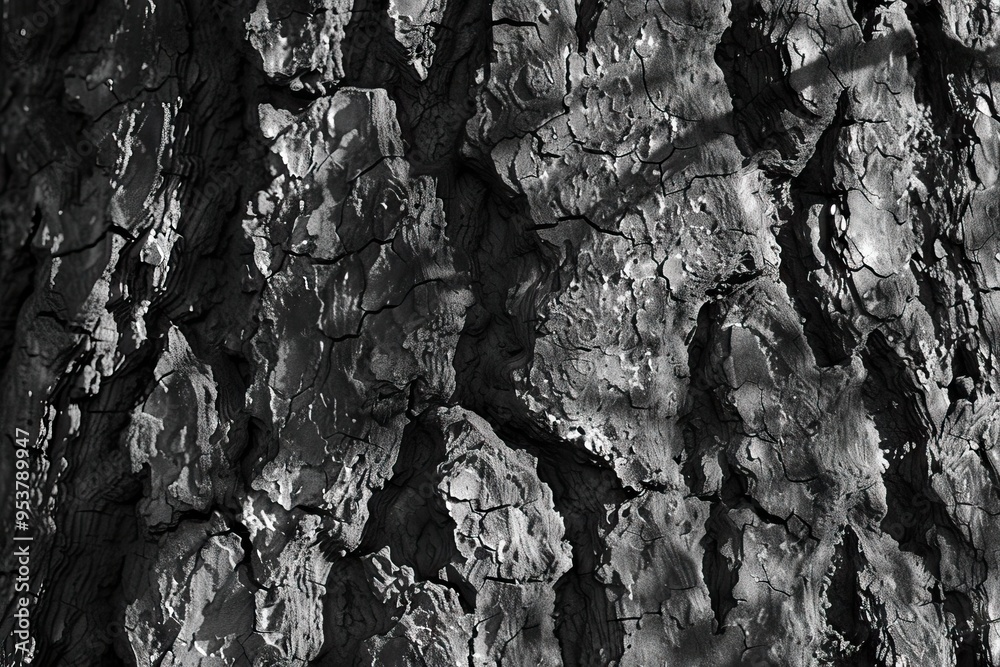 Poster rough black and white structured tree texture maps for extrusion in design and 3d modeling