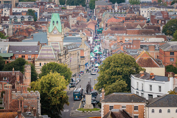 Guildhall Winchester,and high street, famous medieval architecture in Winchester, Hampshire
