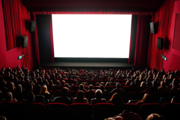 Theater audience awaits film start isolated on transparent background