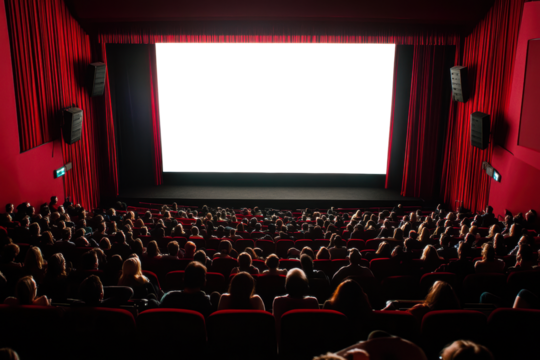 Theater audience awaits film start isolated on transparent background