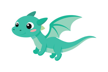 Cute cartoon baby dragon flaying vector artwork illustration