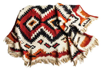 Geometric cozy woven blanket isolated on transparent background