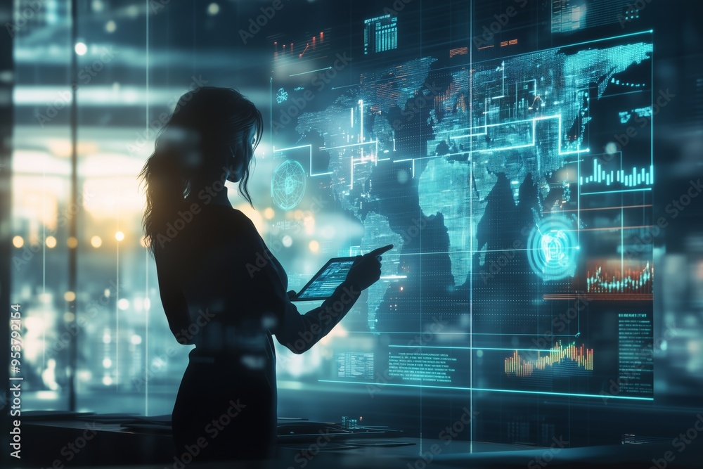Poster explore innovative business strategies tailored for the digital age through a captivating visual jou