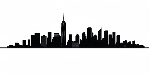 Fototapeta premium silhouette of building facade, black and white silhouette line drawing illustration of old houses scheme in white background 