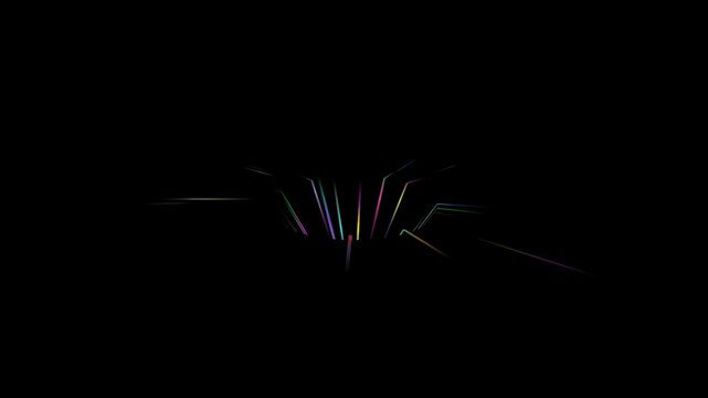 Rainbow Glow Sticks March to Nowhere 4K Loop features multicolored stick-like shapes being sucked down as if into a black hole in a never ending loop.