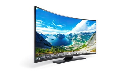 Fototapeta premium UHD Smart Tv with curved screen on white background