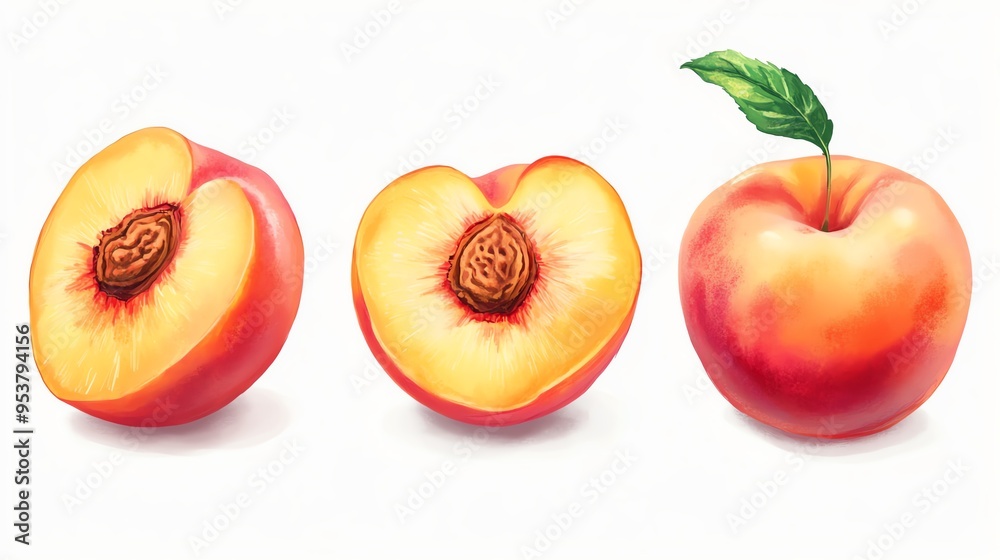 Wall mural red apple on white