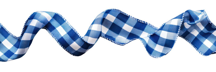 Obraz premium Blue checkered ribbon isolated on transparent background