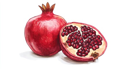 pomegranate isolated on white background