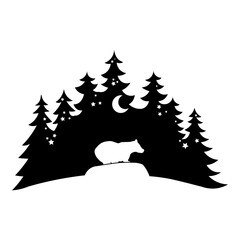 Forest Silhouette Badger