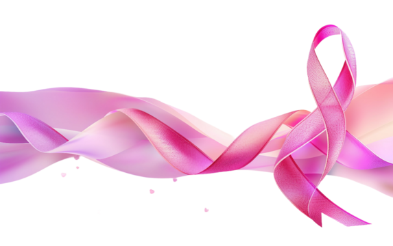 Breast Cancer Awareness Banner Highlighting Large Pink Ribbon Isolated on Transparent Background PNG.
