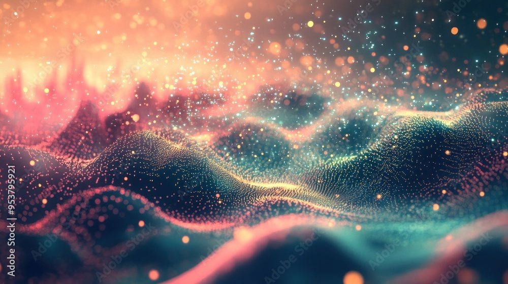 Poster Abstract Background with Wavy Pattern and Sparkles