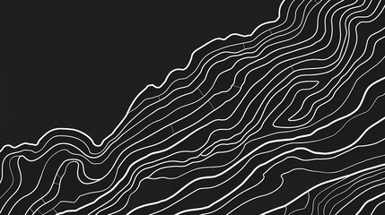 Abstract Black And White Contour Lines Art in Minimalist Geometric Style