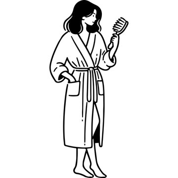 recommend clip art: Woman in Bathrobe Brushing Hair.