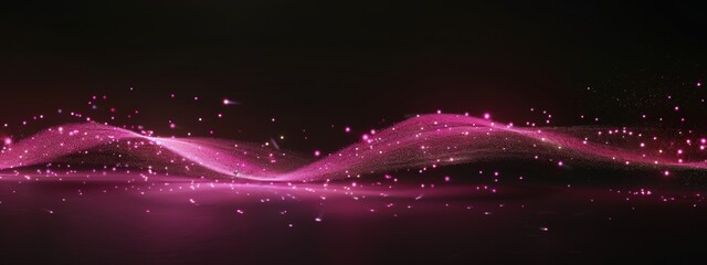 A single line of shimmering light on a black background. It transforms lines into elegant, elegant curves that convey movement and fluidity. The particles in each seed glow. 