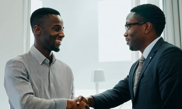 Zimbabwean Man Handshaking in Modern Meeting Room