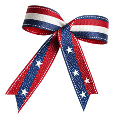 Stars on red, white, and blue ribbon isolated on transparent background