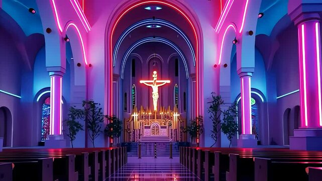 interior of the church of the holy sepulchre colorful pink red vibrant