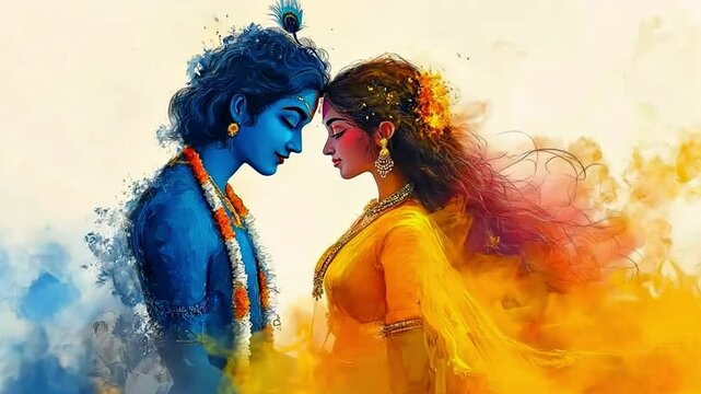 Krishna and Radha, the Hindu mythical pair, are central to the Holi celebration. 