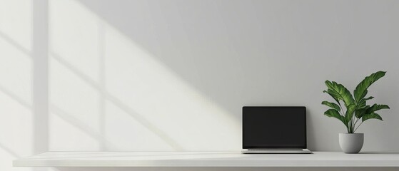 A minimalist workspace with a laptop