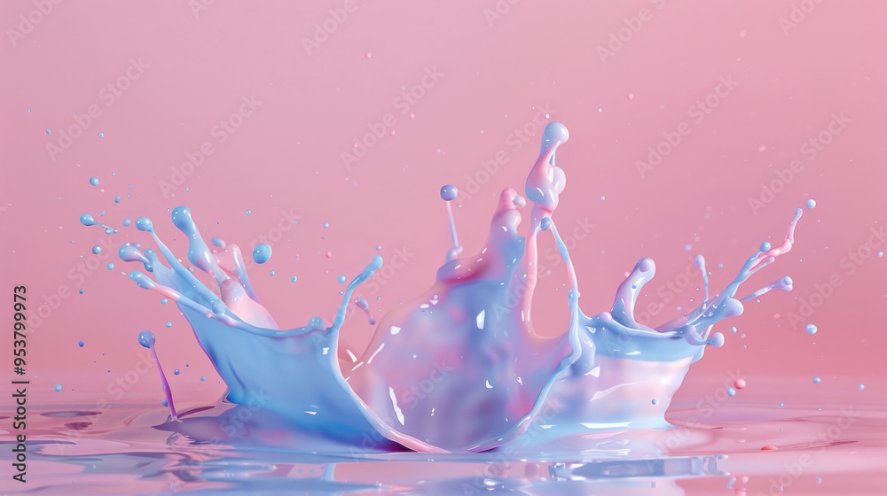 Poster dynamic liquid clay splash art on studio background