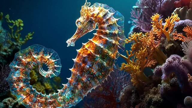 Seahorse floating underwater aquarium marine life water fish ocean