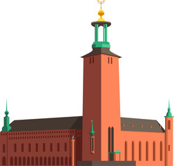Vector illustration of the Iconic Stadshuset in Stockholm A Historic Landmark
