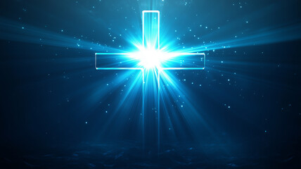Illustration of a minimalist cross with subtle rays of light emanating from behind