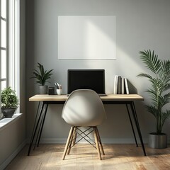 A small home office with a modern desk