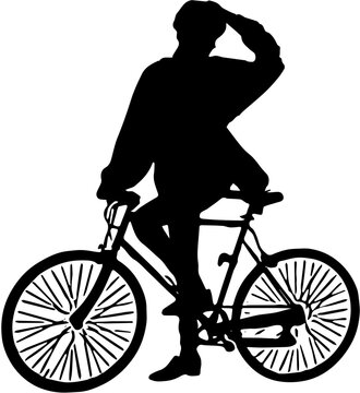 silhouette of a person cycling on a transparent background