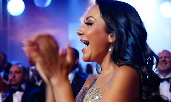 Russian Woman Applauding After a Live Performance