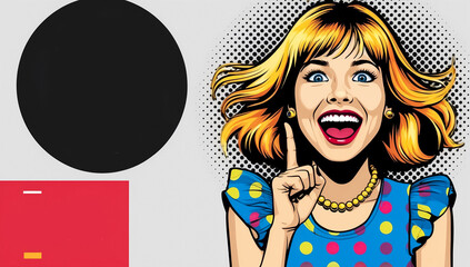 Portrait of a beautiful woman in pop art style, flat