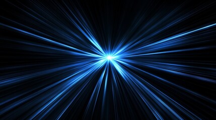 Abstract Radial Blue Light Rays on Black Background for Futuristic Technology and Space Concepts Generative AI