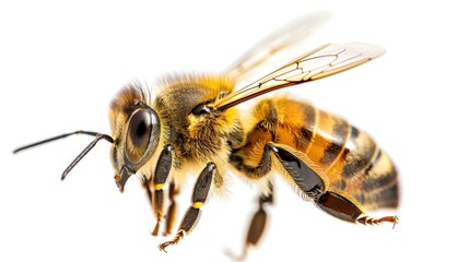 A stunning bee is flying.