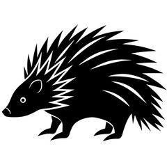 Porcupine Silhouettes Vector Animal Illustration on White Background