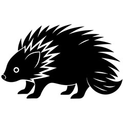 Porcupine Silhouettes Vector Animal Illustration on White Background