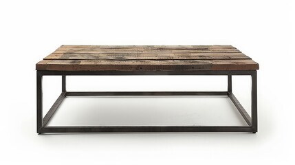 coffee table with a rustic metal frame and a reclaimed wood top