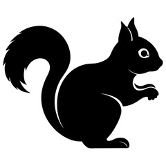 Squirrel Silhouettes Vector Animal Illustration on White Background