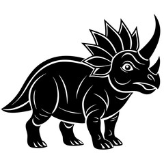 triceratops vector silhouette animal illustration black