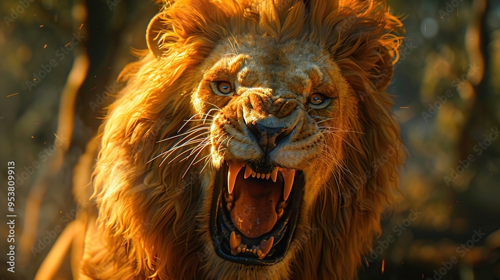 Canvas Prints Roaring Lion in the Wild