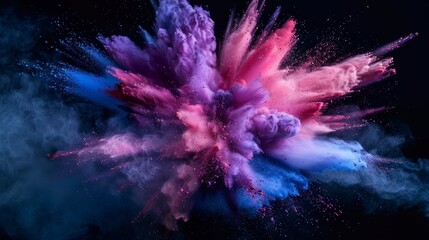 Colorful Powder Explosion on Black Background, Freeze Motion, Abstract Art Generative AI