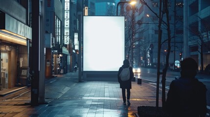 Fototapeta premium billboard or blank poster, blank white mast banner mockup, front view, outdoor, billboard clear poster for advertising display outside sign template, for Display or montage of product generate by AI