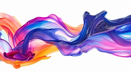 Vibrant Liquid Paint Flow on White Background for Creative Concepts Generative AI