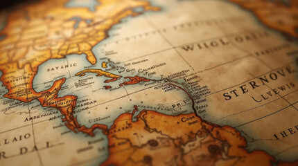 Fototapeta premium Historische Karte von Nord- und Südamerika