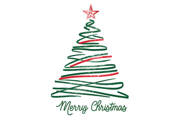 Abstrakter Weihnachtsbaum mit Merry Christmas Schriftzug, made by AI