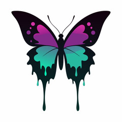 Butterfly with a dripping paint effect silhouette vector illustration